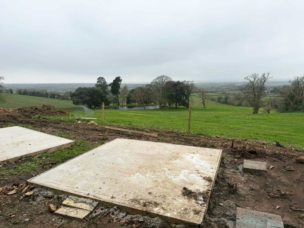 Timber frame sauna build in countryside near Bristol during construction stage